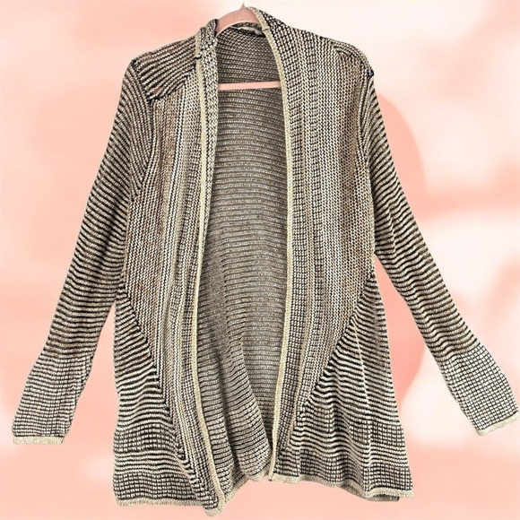 Soft Surroundings Sweaters - Soft Surroundings Striped Open-Front Cardigan Sweater XL Ribbed Knit Texture